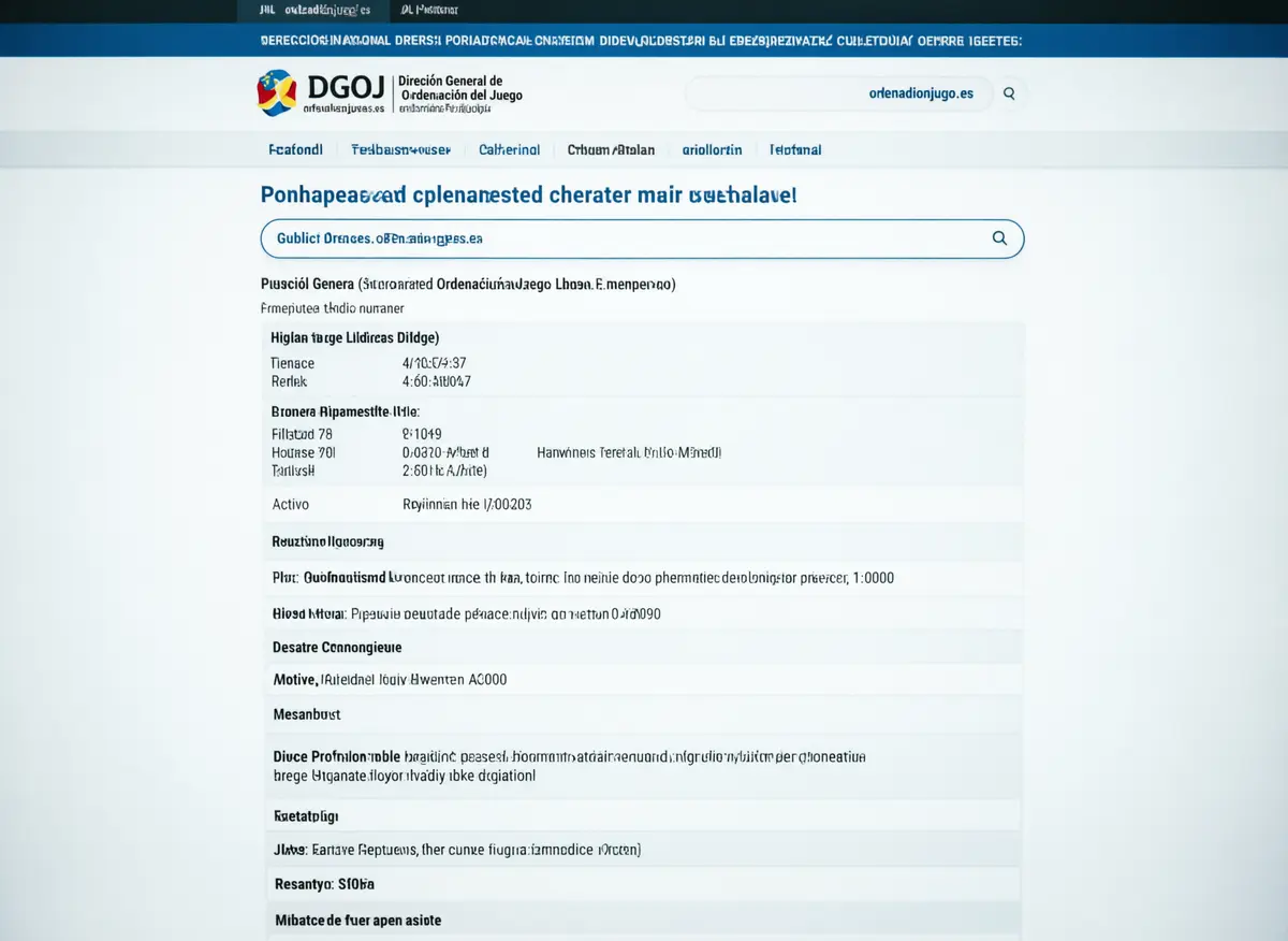 Captura requerida del registro público de operadores con licencia de la DGOJ